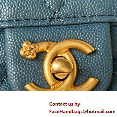 Chanel Grained Calfskin  &  Gold-Tone Metal Chain Flap Bag AS4489 Blue 2023